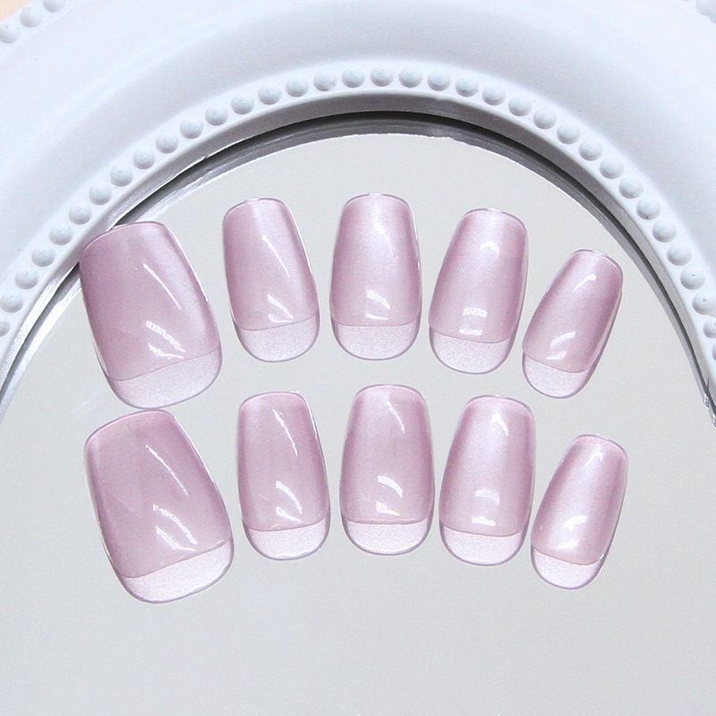 False Nails Simple And Gentle Purple Jelly Grape Glass Beads Pure Color Cat Eye Nail Art Patch_voghion.com
