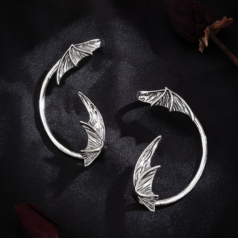 Gioielli di Halloween, Gioielli in maschera, Gioielli terrificanti, Accessori, Stile punk, Bracciale ad ala di pipistrello non forato, Gancio di Halloween, Orecchino a forma di demone_voghion.com