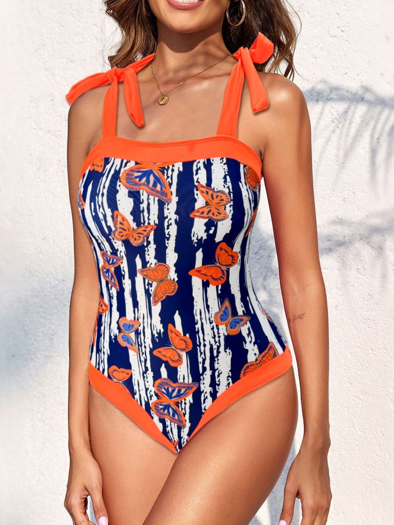 Sexy rückenfreier Neckholder-Badeanzug – Bademode mit Blumenmuster für Damen mit verstellbaren Trägern_voghion.com