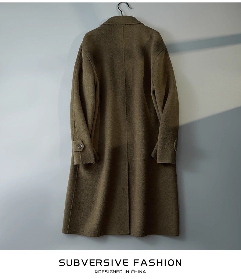 2025 New Autumn Winter Wool Men's Mid-Length Trench Coat Loose Casual British Woolen Overcoat Trendy_voghion.com