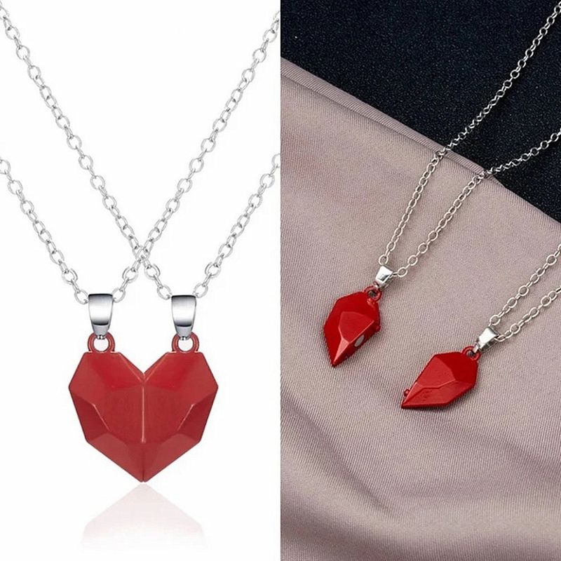 Collana magnetica a forma di cuore con ciondolo a forma di pietra dei desideri, con cuore spezzato e clavicola, per coppia, per donne_voghion.com