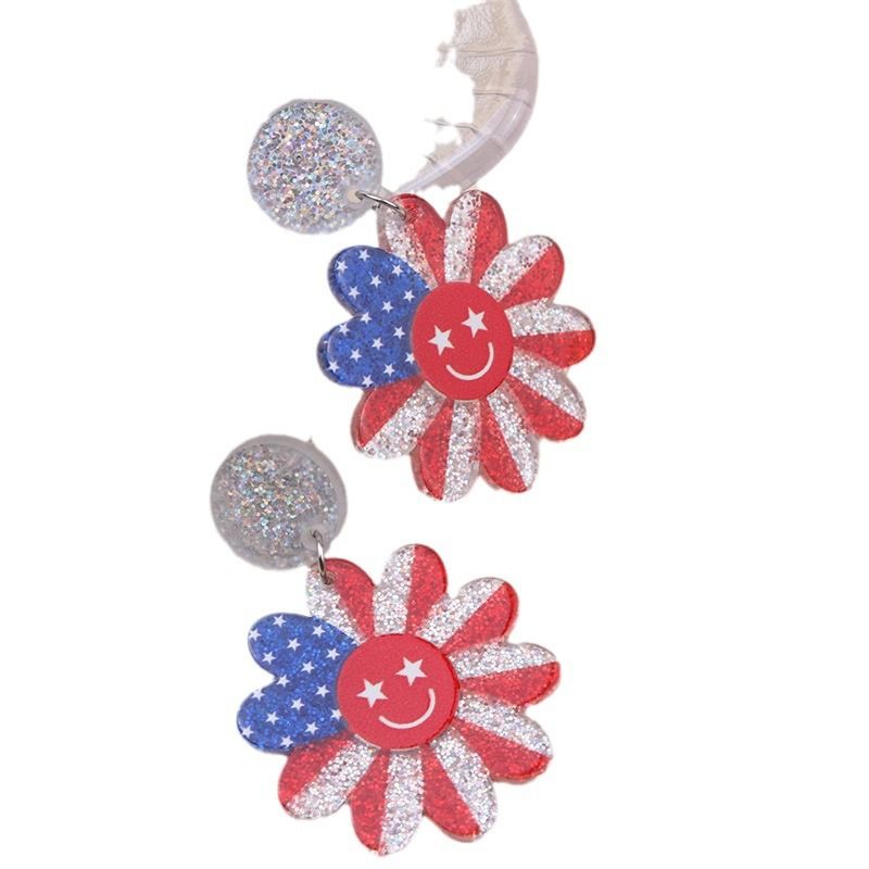 Elemente des amerikanischen Unabhängigkeitstages, rot, weiß, blau, Flagge, buntes Herz, Acryl-Ohrstecker, baumelnder Schmuck für Frauen_voghion.com