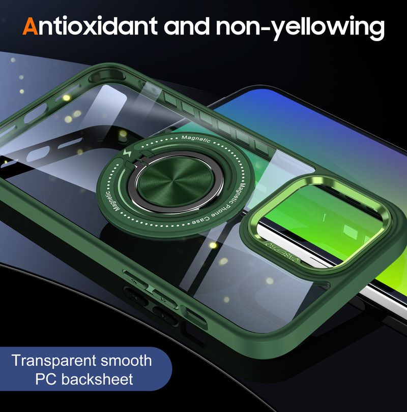 Phone Case & Covers Applicable 15Pro Mobile Phone Case Transparent Ring Car Invisible Bracket Magnetic Suction Protective Cover_voghion.com