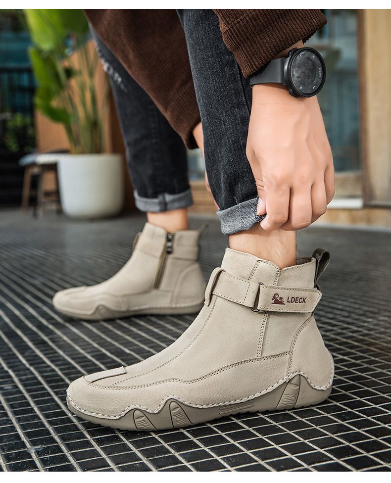 Stivali Martin da uomo in stile retrò, in pelle, di grandi dimensioni, alti, resistenti all'usura, scarpe casual da esterno_voghion.com