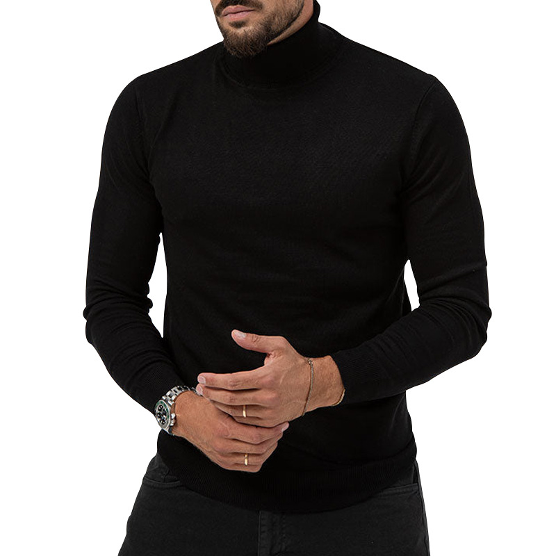 Hochelastischer Rollkragenpullover aus gestricktem Kaschmir für Herren mit dicker, warmer Unterwolle_voghion.com