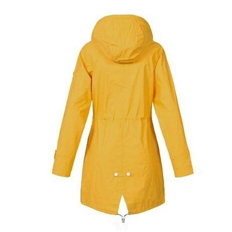 Wasserdichter Regenmantel für Damen, lässig, Basic, Outdoor, Trench, leichte Jacken mit Kordelzug, Wanderkleidung für Damen_voghion.com