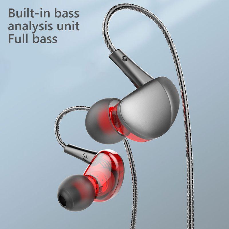 3.5mm Plug Universal Wired In-Ear Earphone Heavy Bass Sports Headphone With Mic_voghion.com
