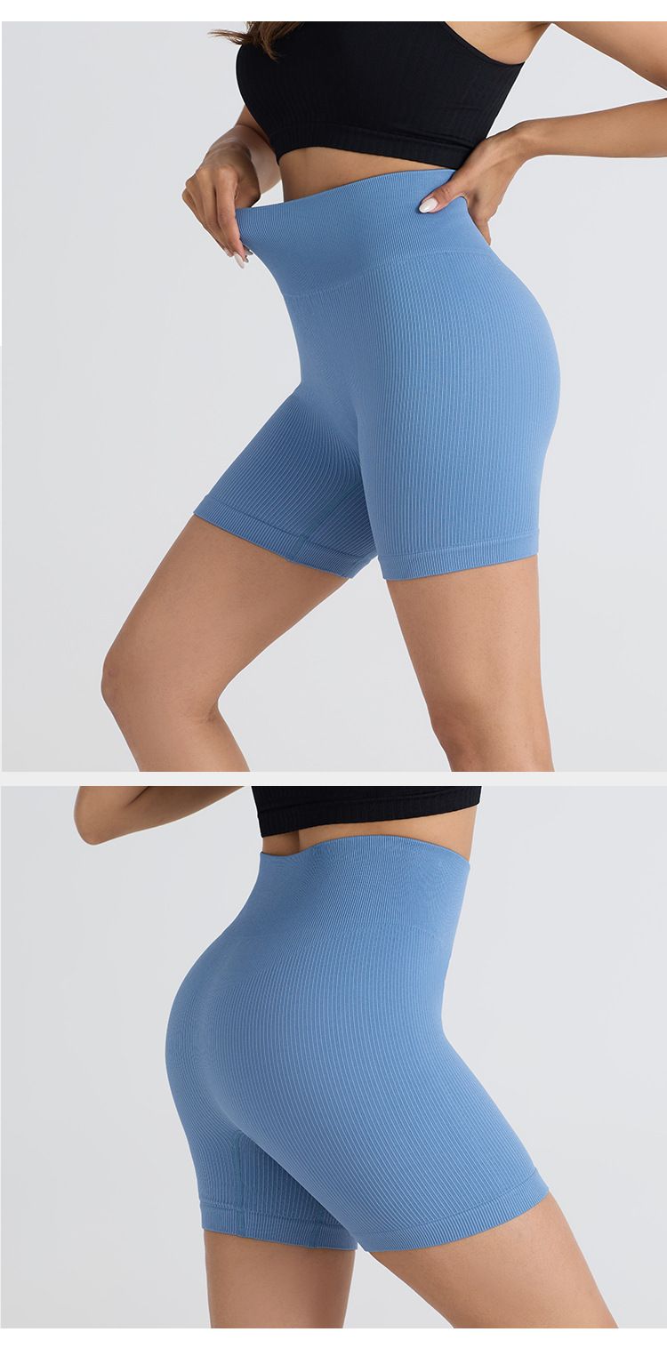 Women's Clothing Seamless Threaded Elastic Tight Three Quarter Pants_voghion.com