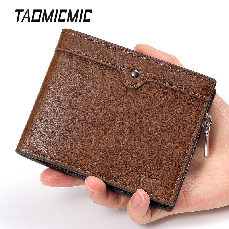 Kurze Herren-Geldbörse mit großem Fassungsvermögen und Reißverschluss aus PU-Leder_voghion.com