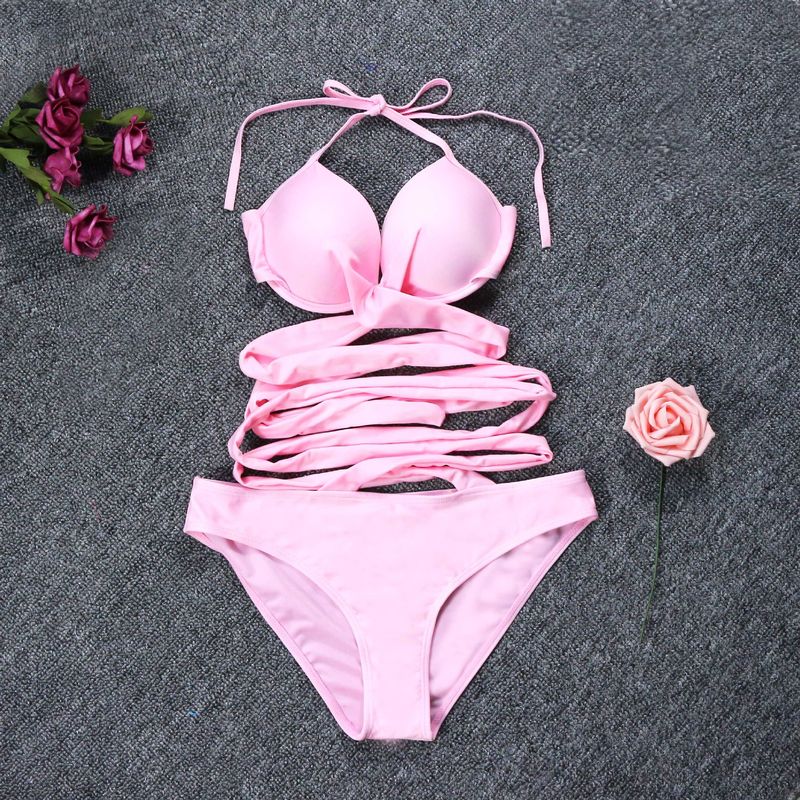 2020 Bikini Sexy Cross Strap Split Swimsuit_voghion.com