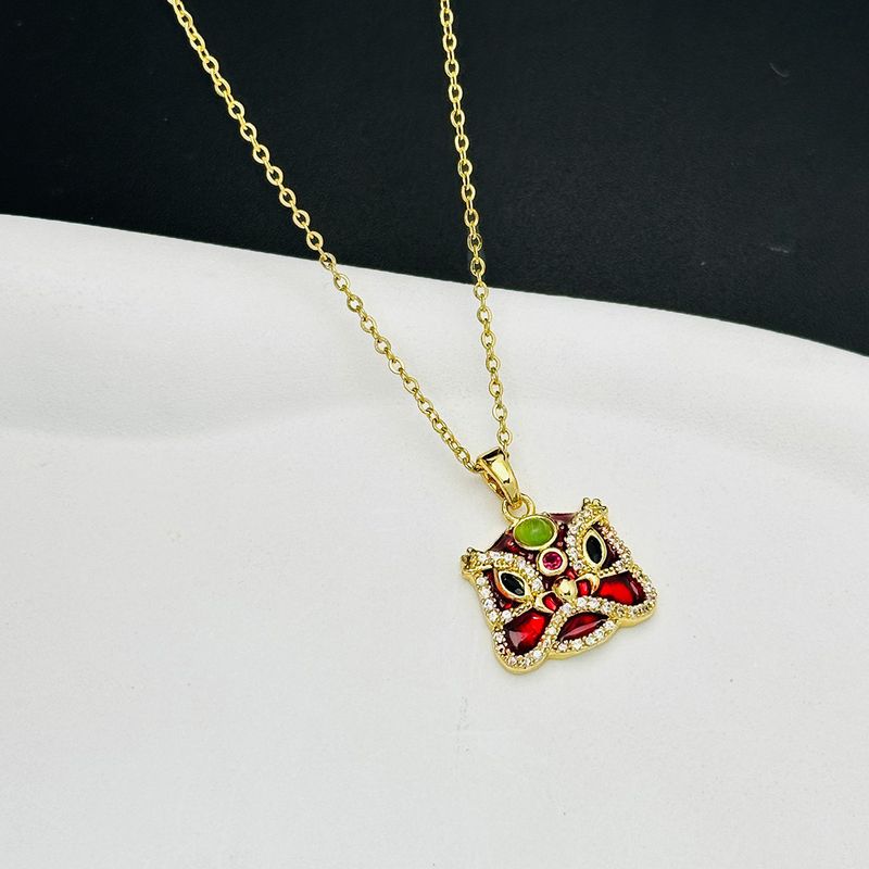 Collar de acero y titanio con cabeza de león para mujer, ideal para el año de la suerte, nuevo, ligero, de lujo, en color rojo, versátil y elegante._voghion.com