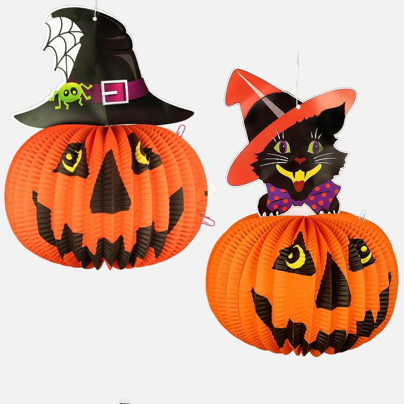 Forniture per decorazioni di Halloween, oggetti di scena, allestimento di scene, fantasmi, streghe, ragni, decorazioni sospese, zucche, lanterne di carta_voghion.com