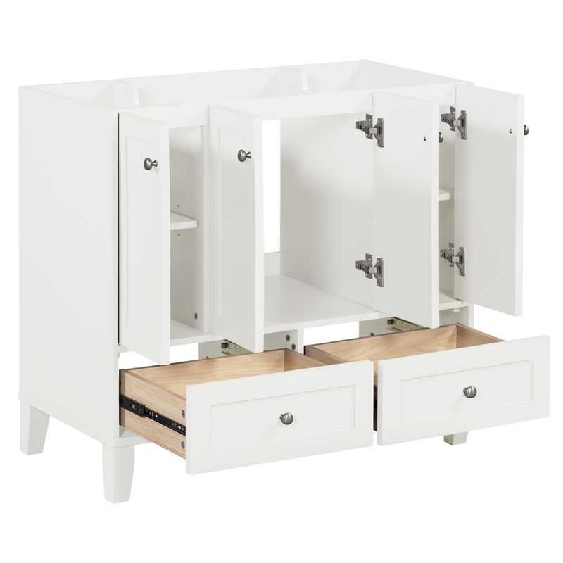 36'' Bathroom Vanity Without Countertop,Solid Wood Frame Bathroom Storage Cabinet Only, Freestanding Vanity With 4 Soft Closing Doors& 2 Drawers_voghion.com
