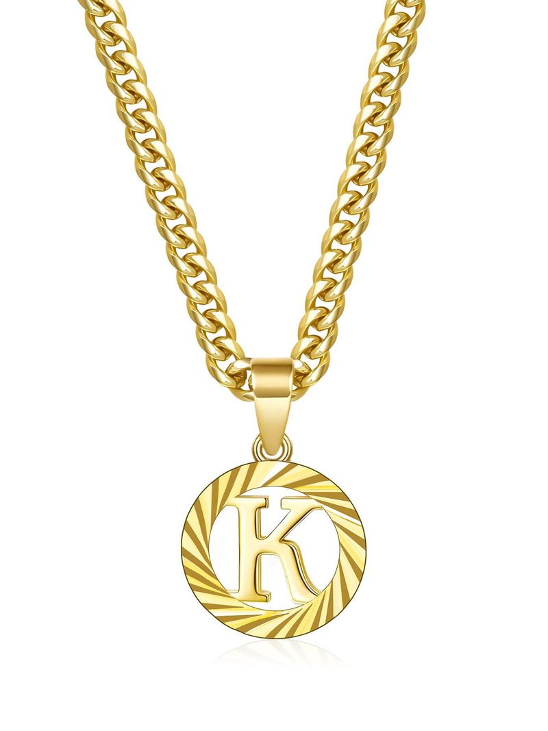 Hot TK Selling Hollow Round 26 Letter Necklace Simple Style Clavicle Chain Non-Fading Jewelry_voghion.com