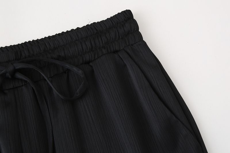 Roupas femininas estilo de rua com efeito amassado, blazer trespassado, calças com efeito amassado_voghion.com