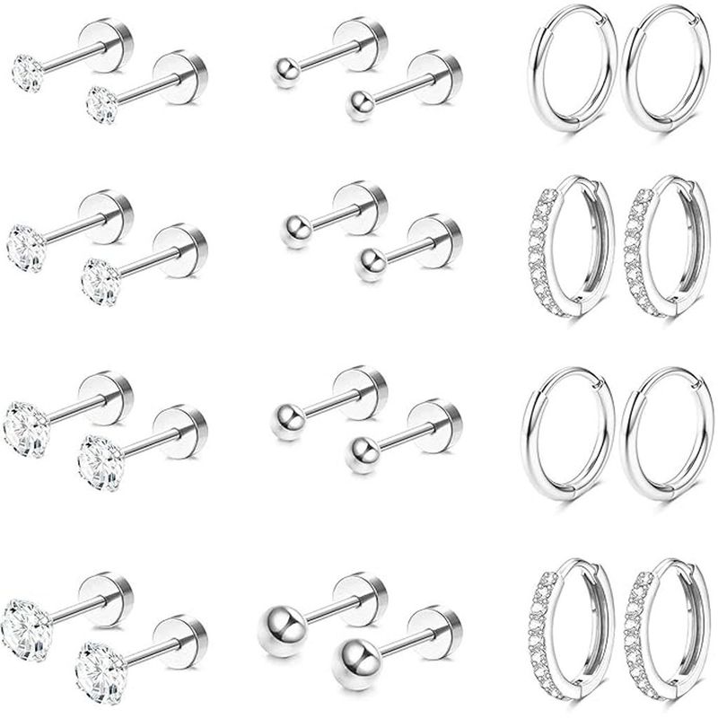 Hot Selling Stainless Earring Set INS Style Niche Fashion Stud Hoop Earrings Titanium Steel Factory_voghion.com