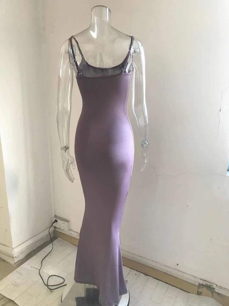 Damenbekleidung Langes Kleid Lässiges, schmales, langärmliges Heimkleid_voghion.com