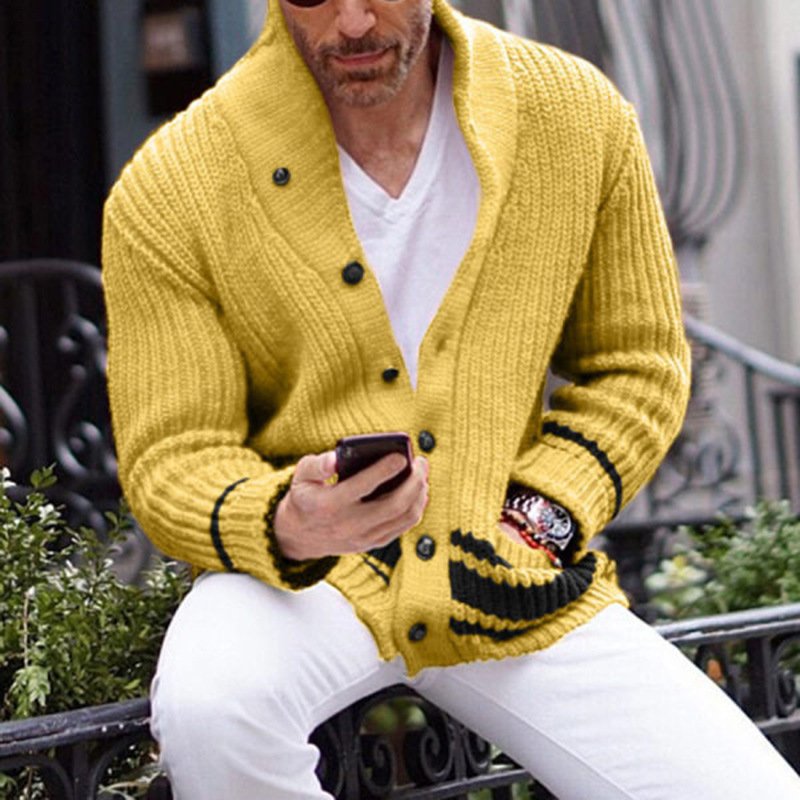 Maglione da uomo autunno e inverno casual tinta unita semi-dolcevita a maniche lunghe in cardigan da uomo_voghion.com