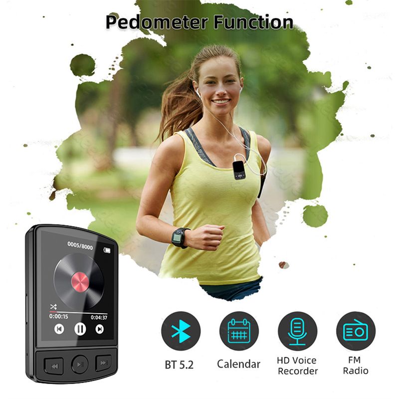 128GB Sport Bluetooth Player Tragbare Clip Mini Musik MP3 Mit Bildschirm Für Wallman Unterstützung_voghion.com
