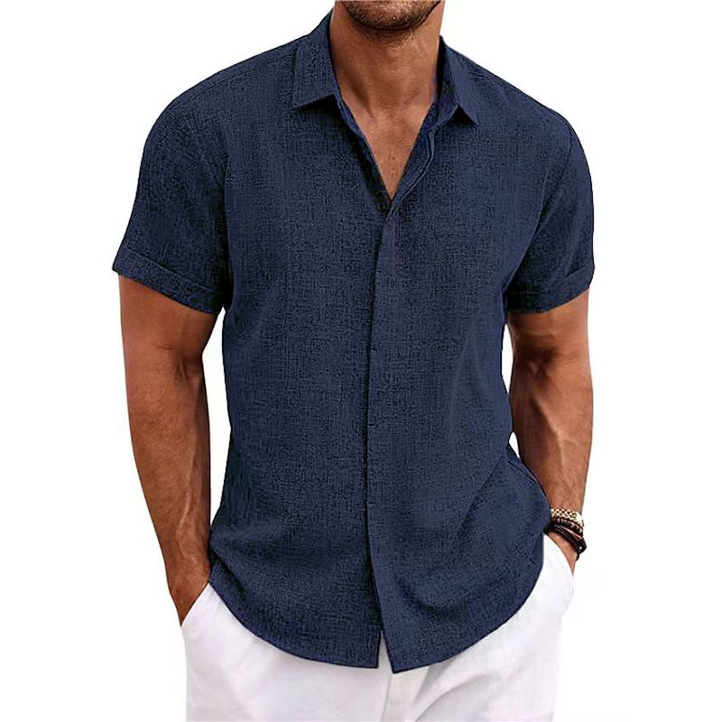 Men's Clothing Men's Linen Short Sleeved T Shirts Loose Undershirt Solid Color Short Sleeved Cotton And Linen Shirts_voghion.com