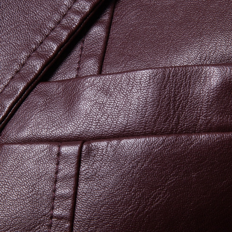 Podzimní a zimní teplá pánská kožená bunda s klopou, bunda z umělé kůže, teplá praná kožená bunda (umělá kůže)_voghion.com