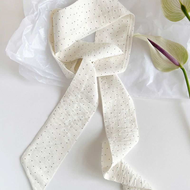 fresh And Fashionable, With Small Polka Dots Drape Well. Long Silk Scarves, Ribbons, Decorative, Thin_voghion.com