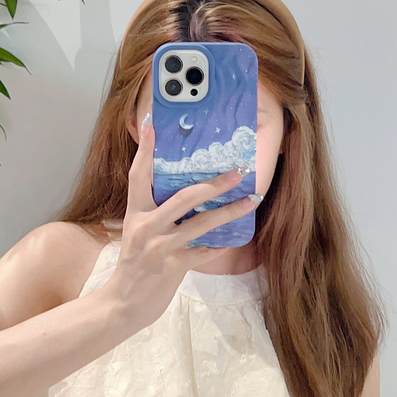 Handyhülle Wellenmuster Stärenhimmel a Mier gëeegent fir iPhone 14 Apple 15promax Handyhülle Skin Feel 13 Waasser Sticker 12_voghion.com
