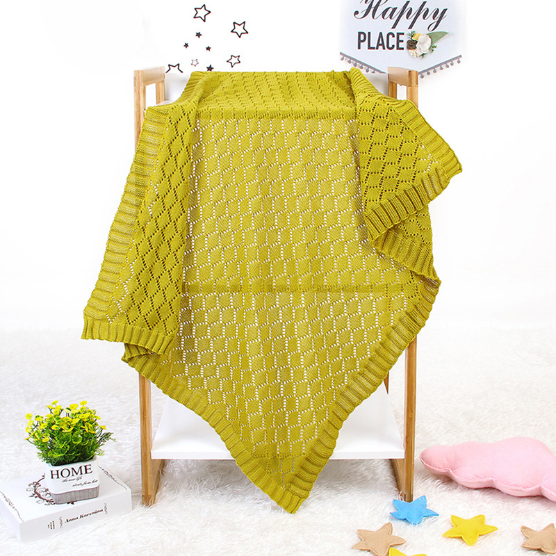 Jinleiou Solid Color Baby Hollow Knitted Crochet Blanket Sleeping Quilt Swaddle Wrap_voghion.com