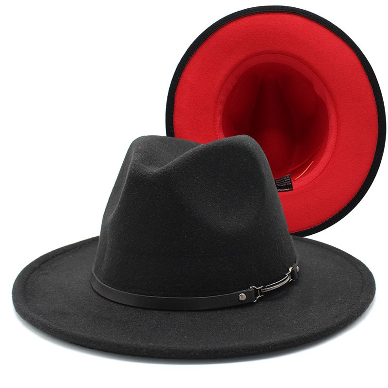 2020 neue doppelseitige Wollfilzhüte für Männer und Frauen mit passender Farbe, flach, große Krempe, Geschenk-Jazzhüte, Filzhüte_voghion.com