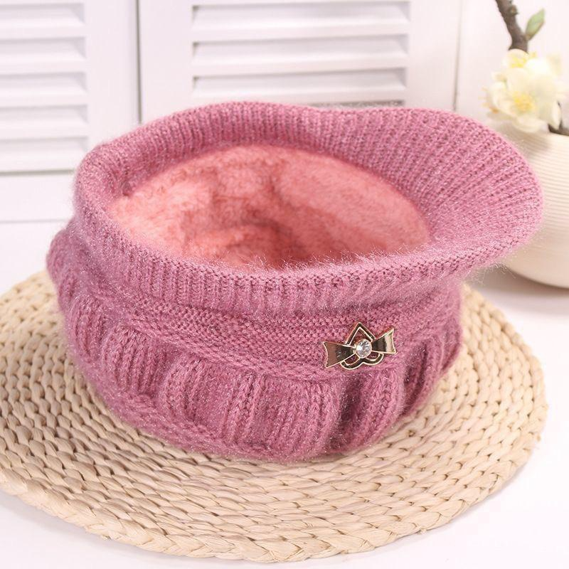 Mütze und Schal-Set für Damen, Winter, weiblich, warm, Strickmütze, Schal und Samt, winddicht, Radmütze, Skimütze, Schals-Set_voghion.com