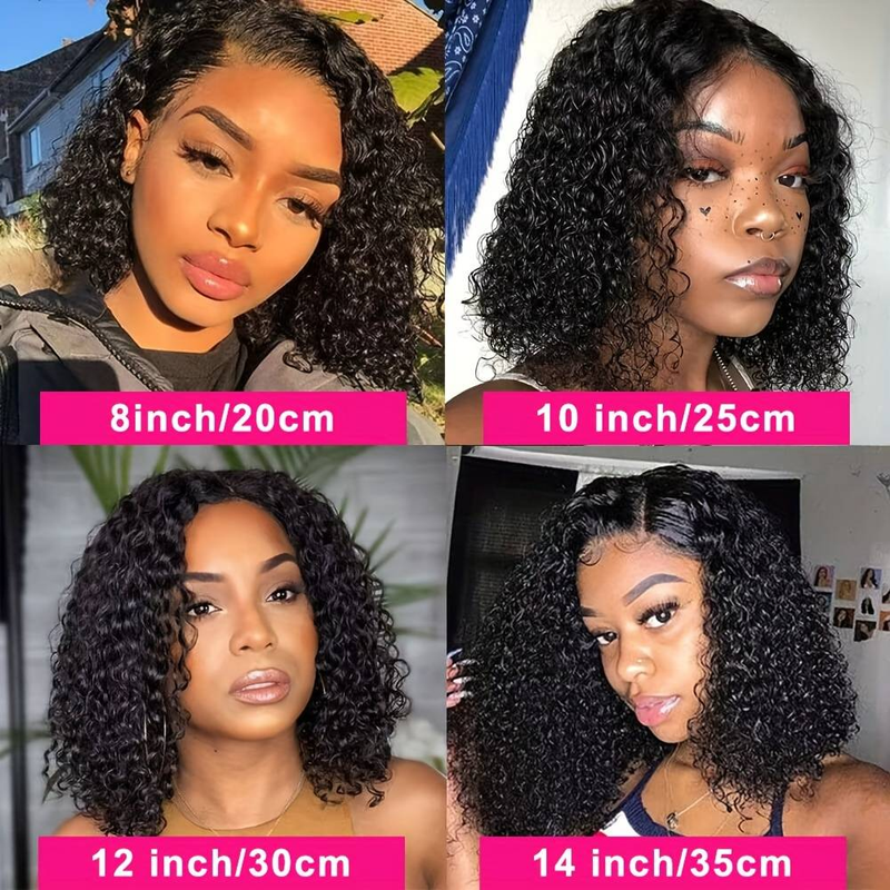 4*4 lace short bob 100% human hair DEEP perm curly wig natural color_voghion.com