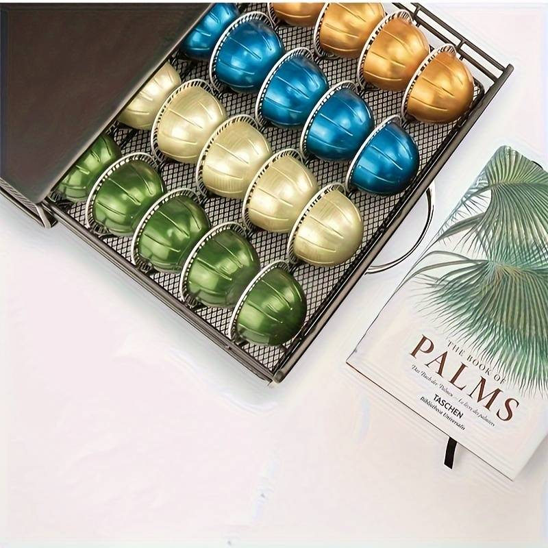 Stainless steel coffee capsule holder - Large capacity, rust-proof countertop organizer for kitchens, offices and coffee shops_voghion.com