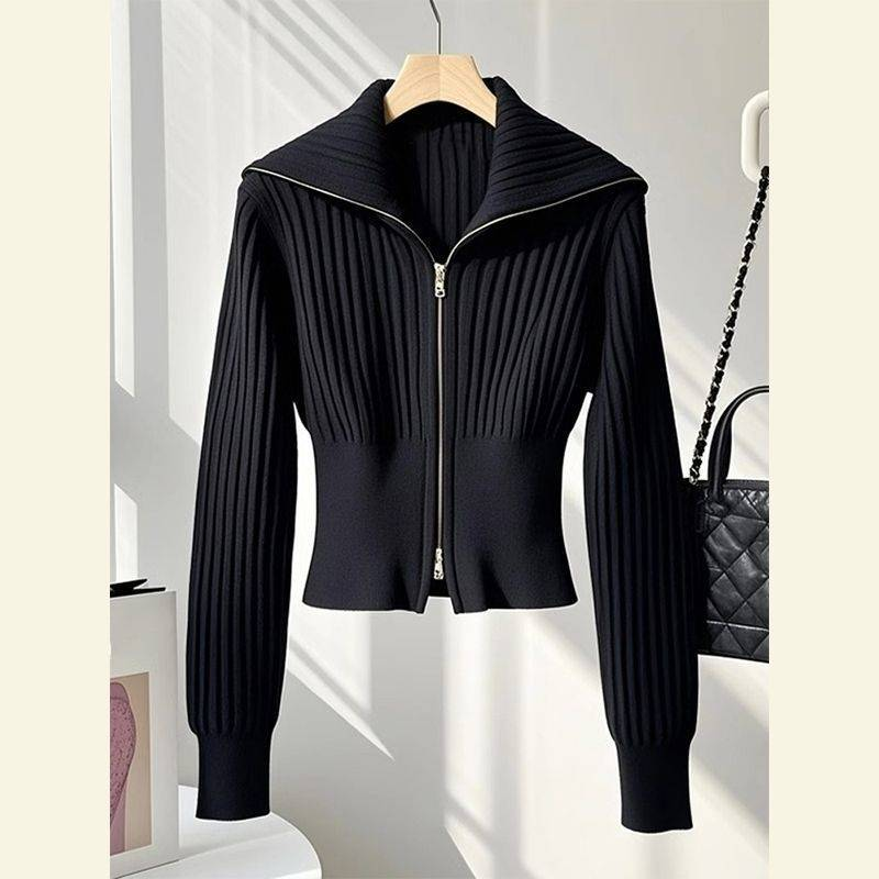 Damenbekleidung Beliebte superschöne und stilvolle High-End-Chic-Kleinhemd-Design-Nischenmode rote Strickjacke Herbst_voghion.com