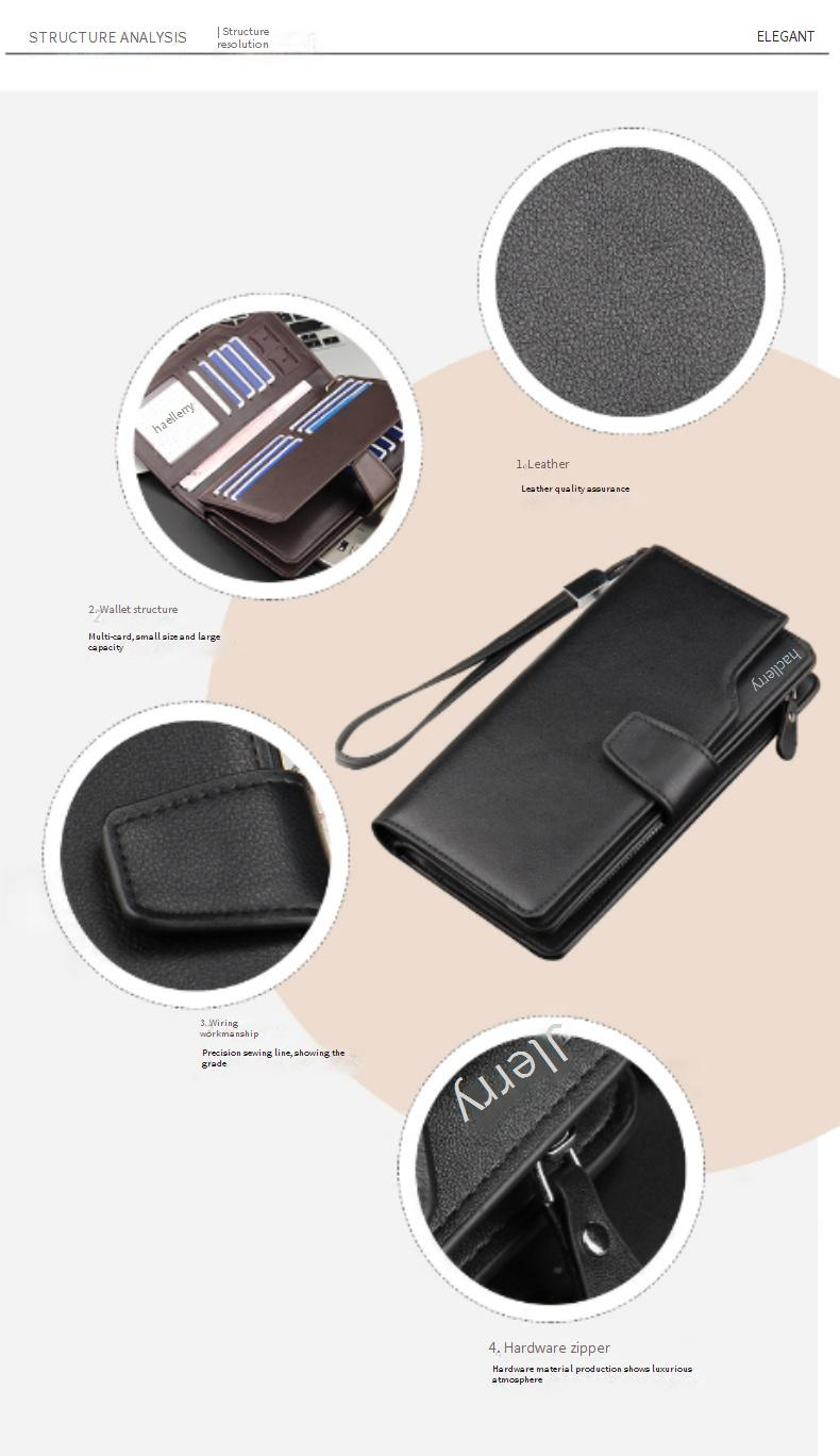 Men's Bags Men's wallet baellerry cross border retro casual clutch bag tri fold wallet multi function long mobile phone bag_voghion.com