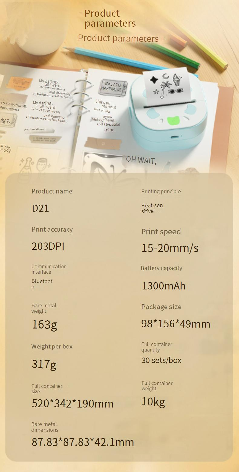 D21 Mini Bluetooth Thermal Sticker Printer - Portable Label Maker For Home, School & Office, Compatible With Android_voghion.com
