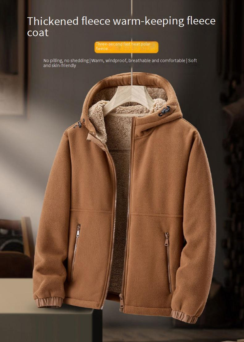 Men's Heavyweight Fleece Jacket – Sherpa-Lined Zip-Up Hoodie For Winter (Black, Army Green, Caramel, Navy Blue)_voghion.com