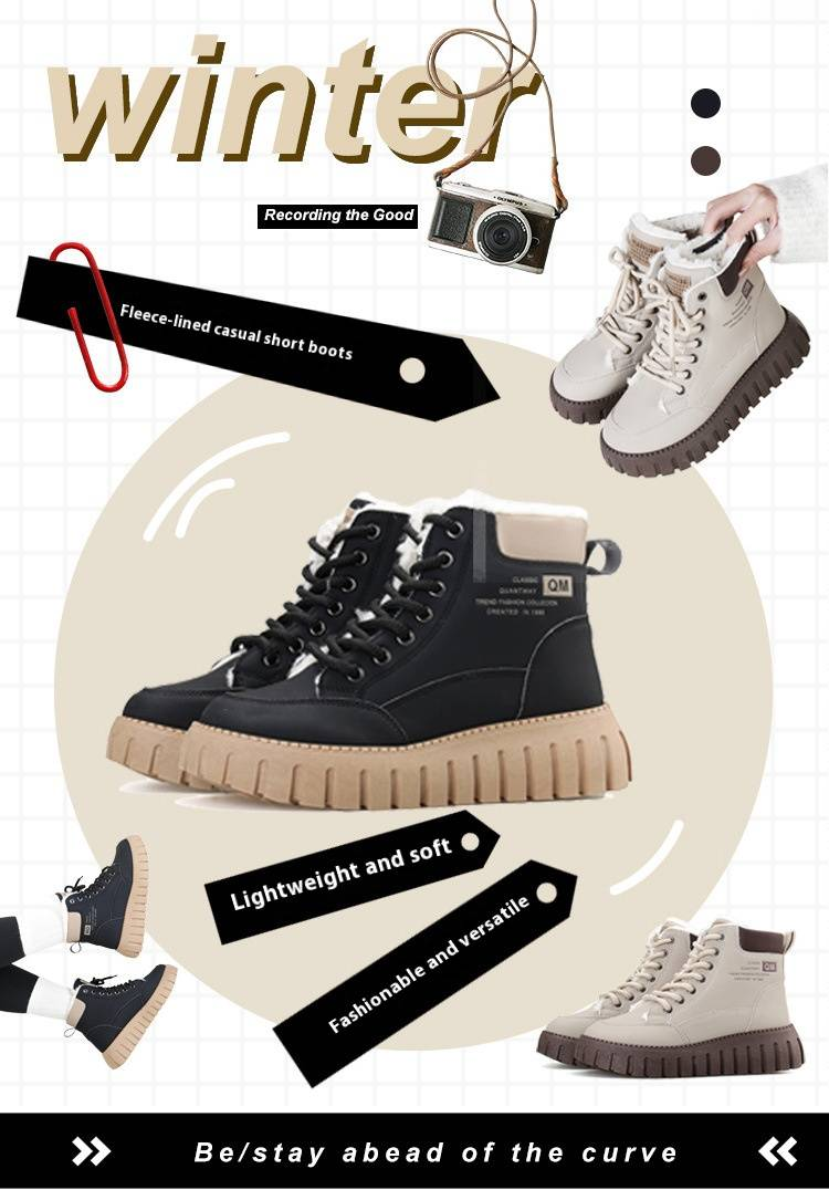 Schuhe Damen Winter Martin Stiefel High Top Student Dicke Sohle Freizeitschuhe Plus Samt Dicke Warme Damenschuhe_voghion.com