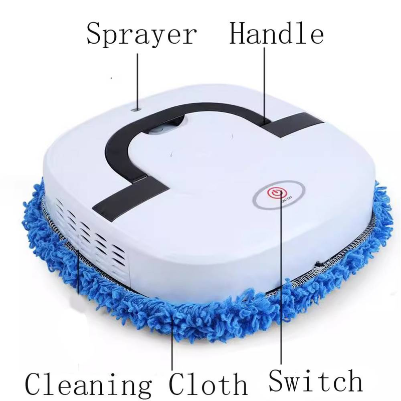 USB Rechargeable Robot Mop, With Automatic Spray - Mute 20dB, Dual Mode Dry And Wet Cleaning, Blue Microfiber Mop, Very Suitable For Home Floor Care_voghion.com