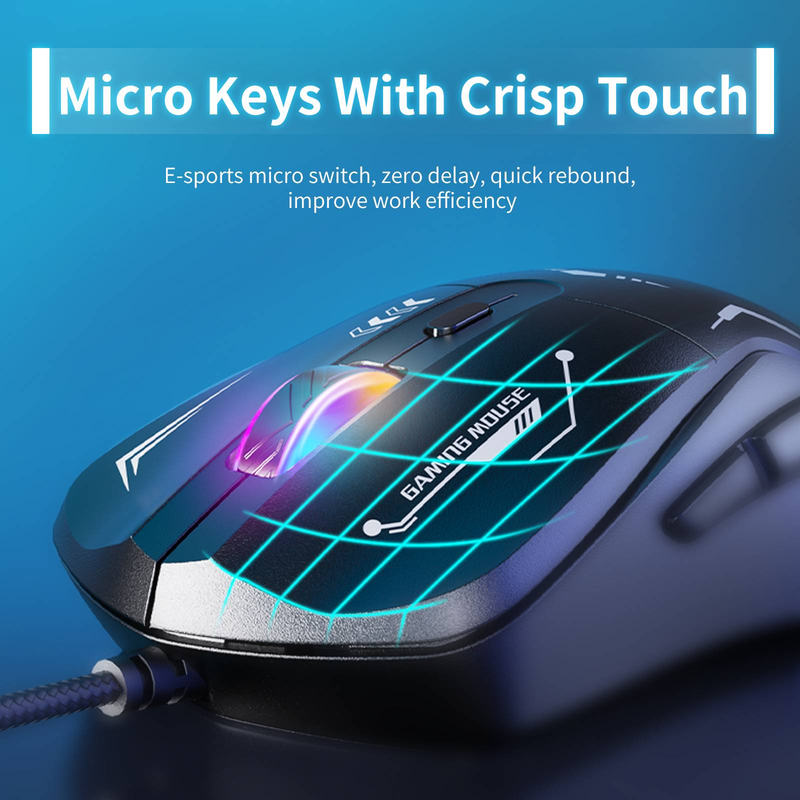ONIKUMA CW917 Wired Gaming Mouse Multicoloured Breathing Lights Blcak_voghion.com
