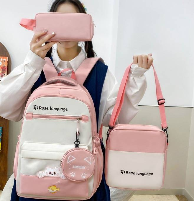 Set di zaini scolastici unisex - Zaino in nylon di grande capacità con spallacci imbottiti, set da 3 pezzi per studenti_voghion.com