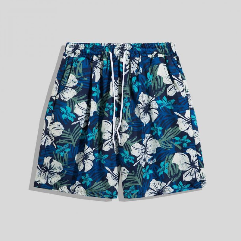 Strand til mænd, strandferie, Hawaii, kortærmet blomsterskjorte, løs og alsidig, afslappet parsæt i to dele_voghion.com