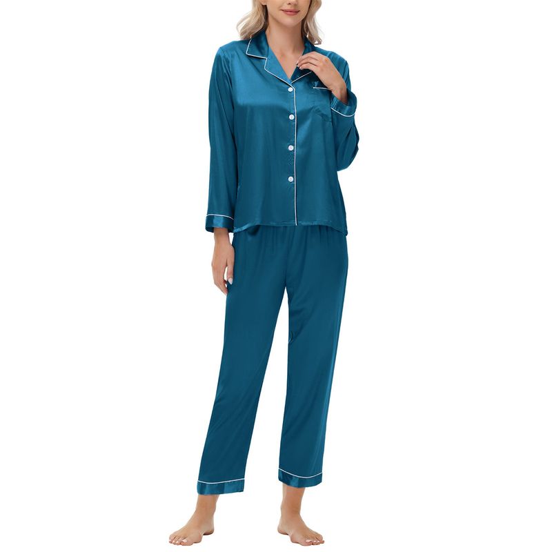 Intimates New Ice Pamas Two Piece Suit Long Sleeved Silk Large Size Women's Home Clothes_voghion.com