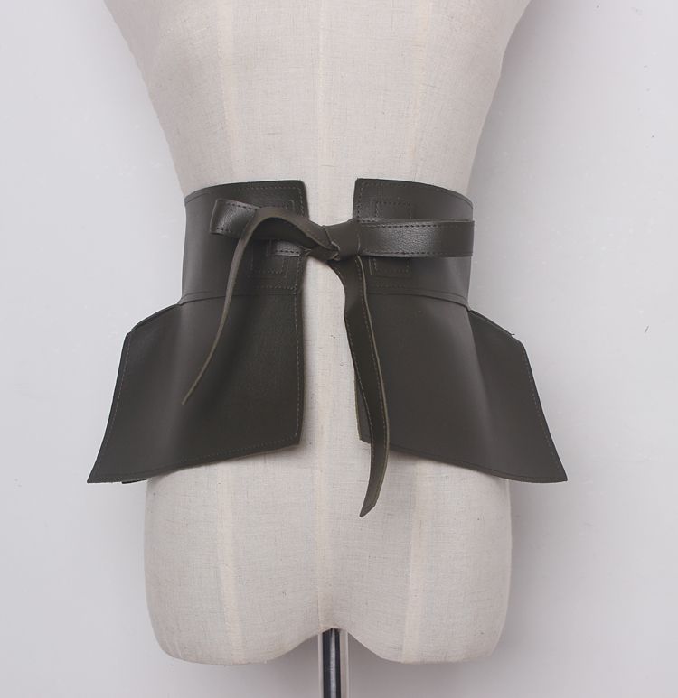 Song Qian and Tang Yixin's same style pu leather girdle for women, wide, simple, decorative, ultra-wide belt, waist-slimming belt_voghion.com