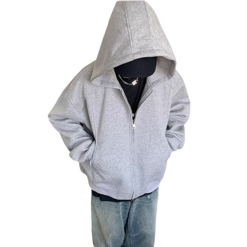 Felpa con cappuccio cardigan da uomo autunno e inverno nuovo stile spesso e largo giacca retrò con cerniera_voghion.com
