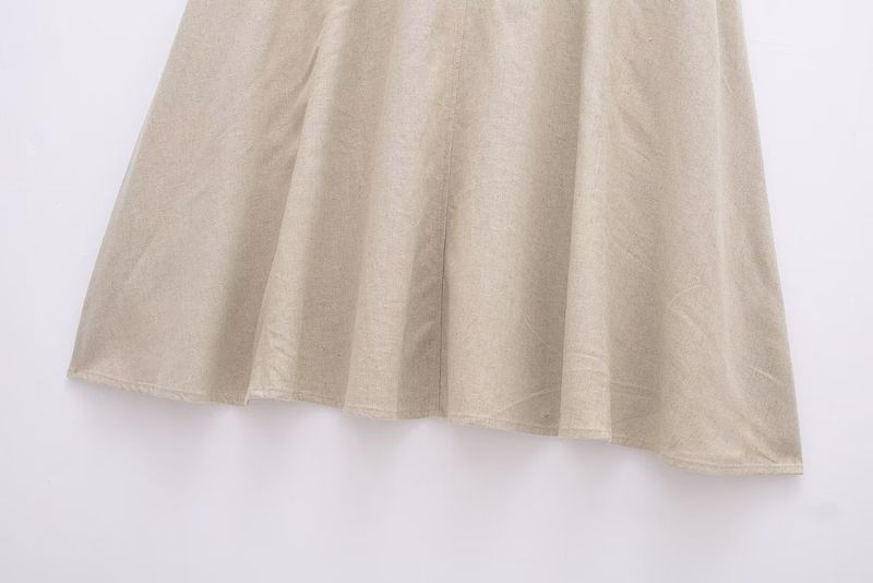 Dames 2024 Zomer Nieuwe Stijl met Riem, Linnen Gemengde Cape, Midi-jurk_voghion.com