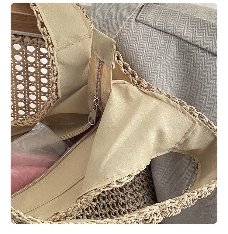 Borsa a tracolla da donna, borsa a tracolla in paglia Holiday Wind, borsa tote in paglia, grande capacità, borsa da spiaggia per laptop_voghion.com