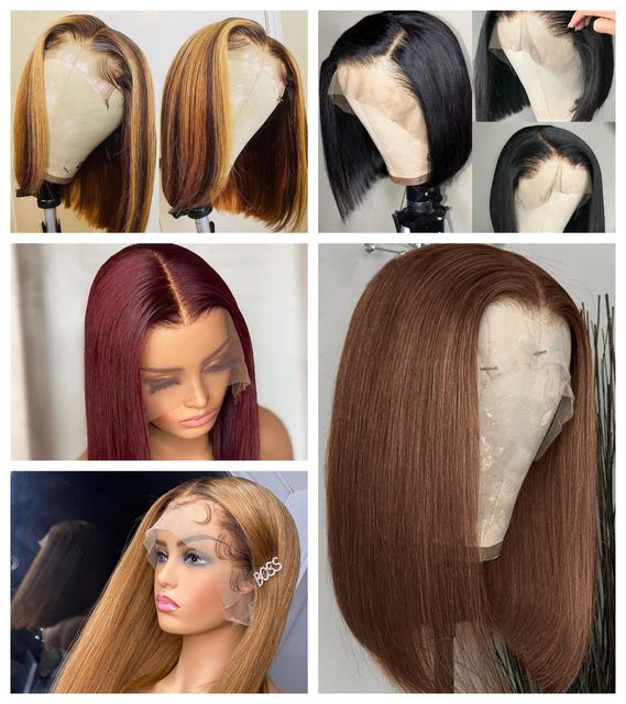 Parrucca anteriore in pizzo bordeaux 99J Parrucche per capelli umani Colorate rosse Evidenziate Marrone dritto Biondo 613 Parrucca frontale in pizzo HD Capelli umani 13x4_voghion.com