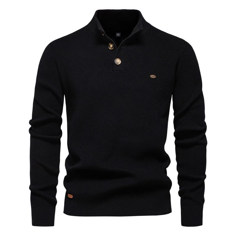 Nieuwe herfst- en wintertrui voor heren in Europese maat, heren met lange mouwen, halve rits, opstaande kraag, effen kleur, casual trendtrui die bij elkaar past_voghion.com