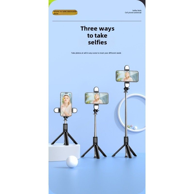 Selfie stick new mobile phone holder travel handheld multi-function live broadcast shooting portable universal bluetooth vlog mini_voghion.com