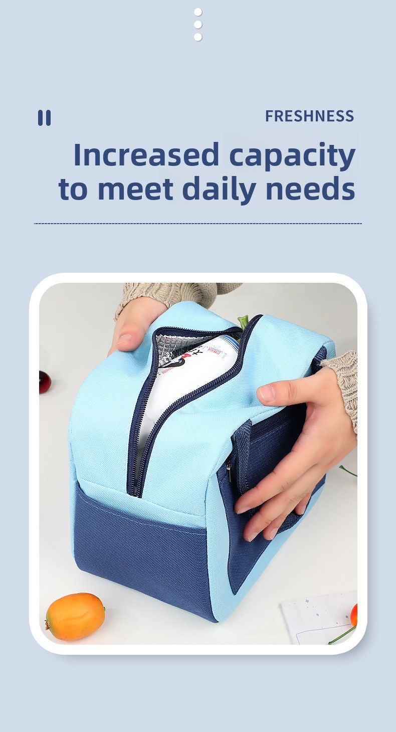 Color Matching Lunch Box Bag Portable Student Large-capacity Waterproof Thermal Insulation Bag Oxford Cloth Lunch Bag Bento Bag_voghion.com